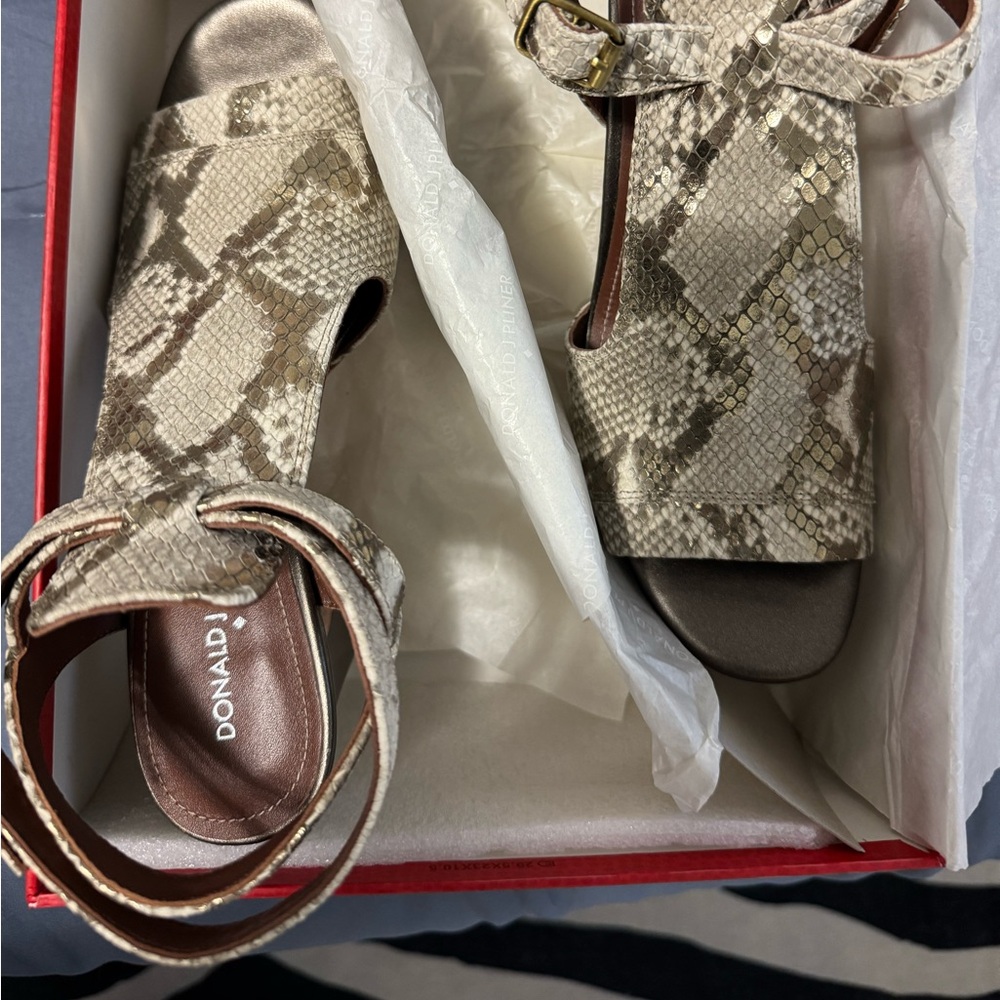Donald J. Pliner Snake Print Sandals - Bronze